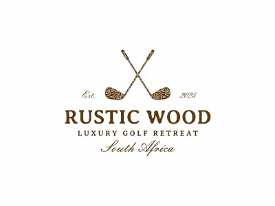 Rustic Wood Golf Logo branding golf golf branding golf identity golf logo golf stick illustration logo luxury golf logo pattern retreat logo texture vintage logo wood logo