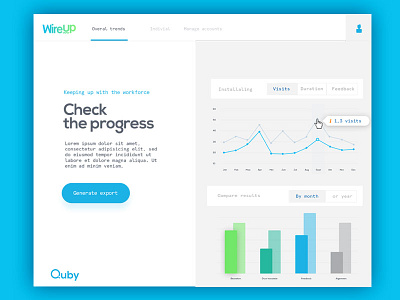 Quby Pitch - stats admin view branding dashboard data datavis e learning flat infographics layout pitch stats ui visualisation