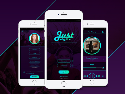 Just Play It - UI concept design buttons cool design graphic design icons log in logo material design mobile music ui design ux