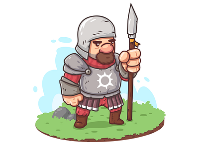 Spearman armor character design game soldier spear spearman