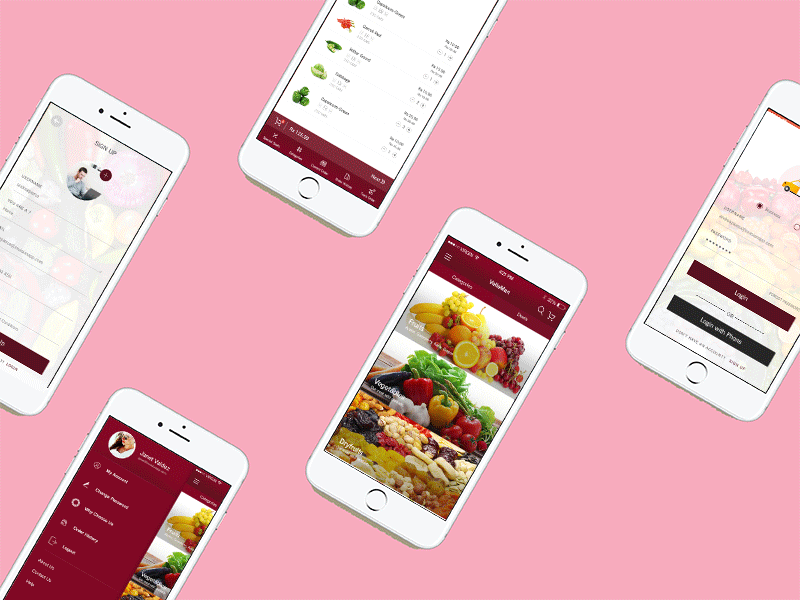 Grocery Ordering Supermarket App Designs animated designs animation food ordering design gif grocery app designs ios grocery ordering app supermarket designs ui kit selling video