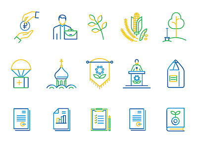 Phosagro Iconography annual report icon iconography icons line set stroke
