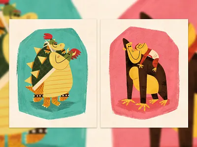 Papa & Jr. Duo andrew kolb bowser donkey kong fathers day iam8bit illustration kolbisneat love nintendo