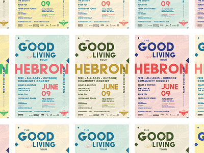 The Good Living Tour: Poster Colors bands bee color honey bee lightning bolts music nebraska poster tour typography