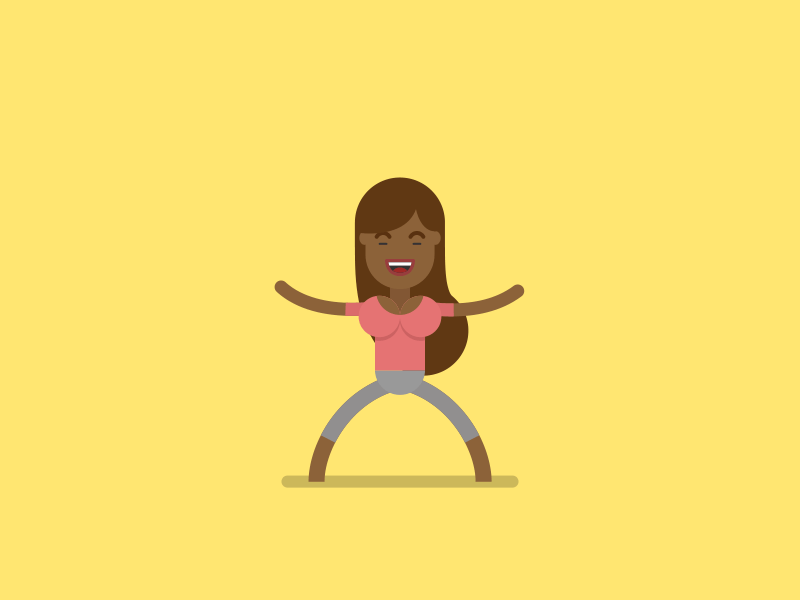 Boing! animation boobs exercise flat design girl jump star jump