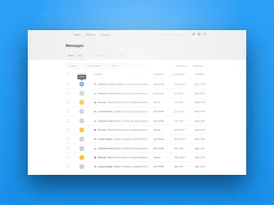 Dashboard blue brighter employee list messages page
