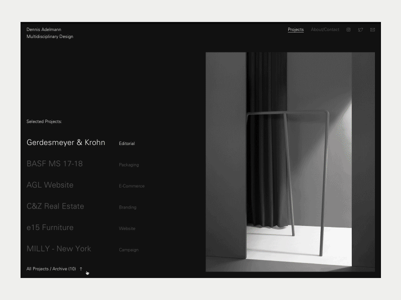 Portfolio - Dennis Adelmann animation blur cms css desktop grid jquery kirby portfolio transition website work