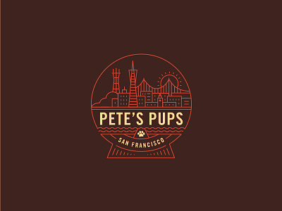 Pete's Pups SF badge branding design illustration vector