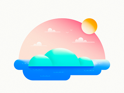 Home caribbean colors gradients illustration island ocean sky sun tropical