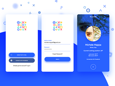 Login & Profile - Game Festival App Concept app blue design festival flat game icon icons illustration interface ios logo profile profile page signin signup ui ux