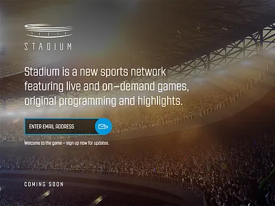 Stadium Splash Page coming soon email form landing page splash page squeeze page stadium