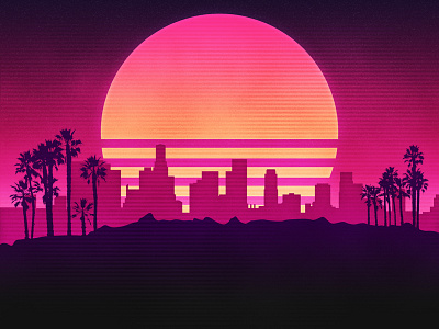 Los Angeles Party Invite 80s los angeles neon retro