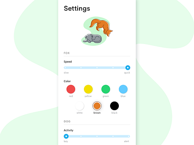 007 Daily UI 007 dailyui dog fox illustration mobile settings ui vector