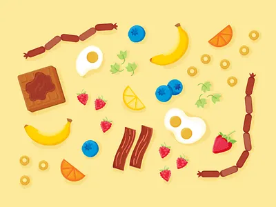 Everybody Loves Breakfast breakfast fruit illustration pattern poster texture