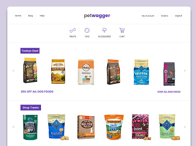 Pet Wagger - Prototype online pet store design dogs ecommerce pets products purple shop store