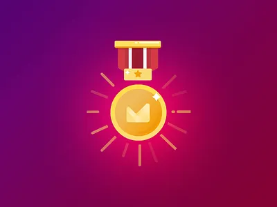 Medal achievement complete duotone education flat gradient icon medal school success vector