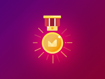 Medal achievement complete duotone education flat gradient icon medal school success vector