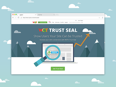 Wot Trust Seal add ons browser clean flat graphic illustration landing laptop promote web web page web site