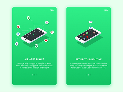 Quick Look Onboarding android application illustration intro onboarding quick look screens ui vector widget