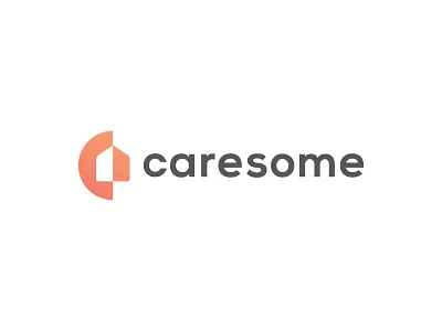 Caresome c care home house icon logo some