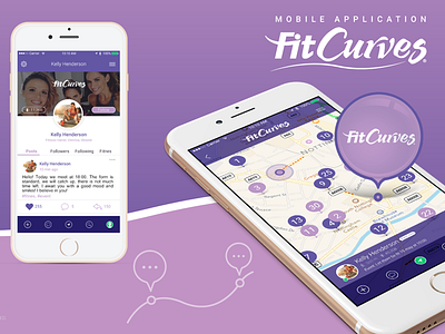 Mobile application FitCurves design fitness interface mobile application ui ux violet wip