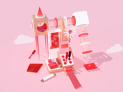 Stationery whimsy :) 3d animation cinema4d modellling paper pastel pencil pens stationery vector wood