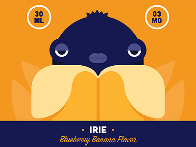 Irie banana blueberry branding cartoon character e liquid fruit illustration label