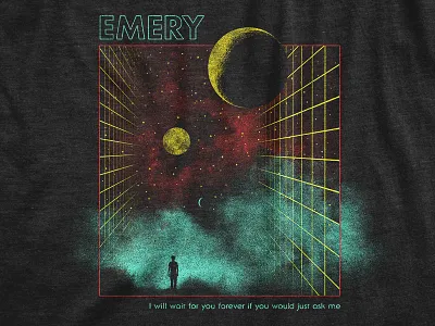 Ponytail Parades 80s band design emery grid merch moon planets space texture vintage