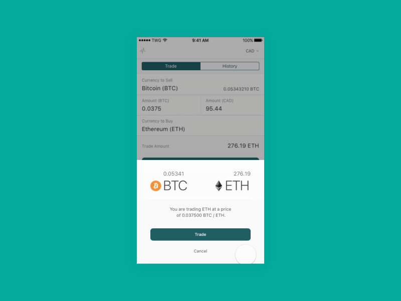 iOS Trade Animation animation bitcoin cryptocurrency finance fintech interaction ios motion trade transition ui wallet