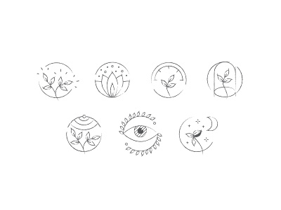 Plantwall brochure icons Part 1 eye icon night outline plant sketch style texture