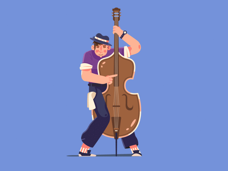 contrabass ae ai animation character flat illustration jazz motion music smoke style