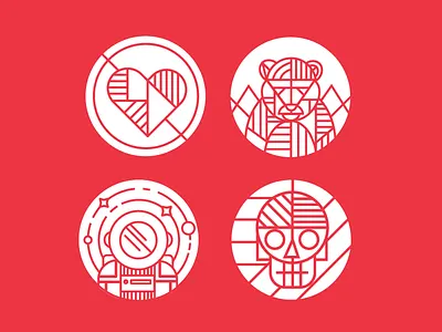 Stickers art bear graphic heart illustration line skull space stickers stripes