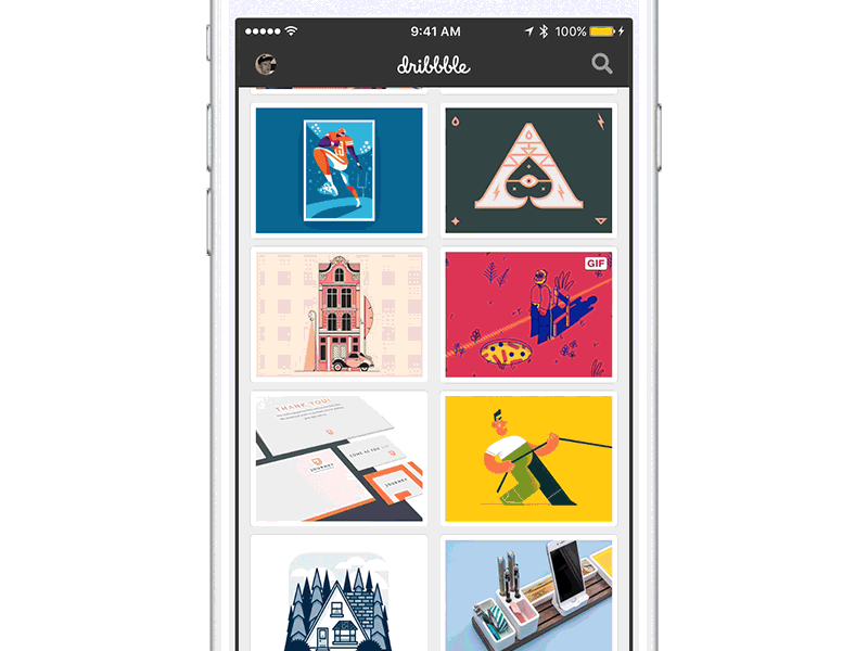 Dribbble iOS App - 3D Touch app dribbble