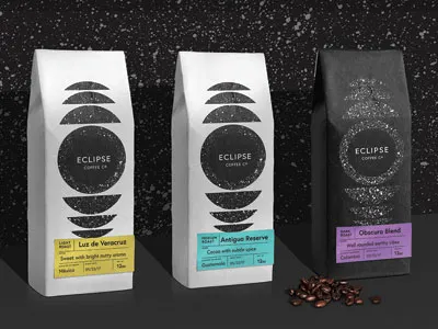 Eclipse Coffee Direction 2 bag beans coffee eclipse label motion packaging pouch