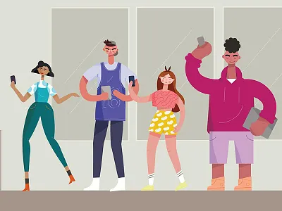 Characters characters clothes people phones technology