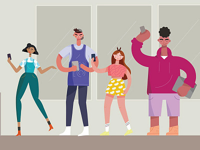 Characters characters clothes people phones technology