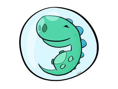 Dino Bubble bubble character comic cute dino dinosaur doodle drawing illustration tiny