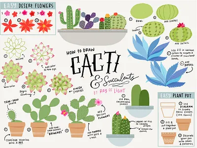 Cacti & Succulents Illustration Tutorial cacti cute digital illustration nature plants succulents tutorial