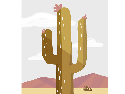 Friday Cactus cactus clouds desert flowers hot illustration mountain photoshop plant sand summer