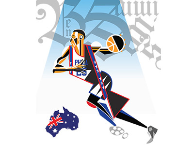 Ben Simmons of the Sixers basketball illustration illustrator philadelphia philly sports vector