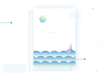 Poster-Ocean clean gradient graphic illustration ocean poster