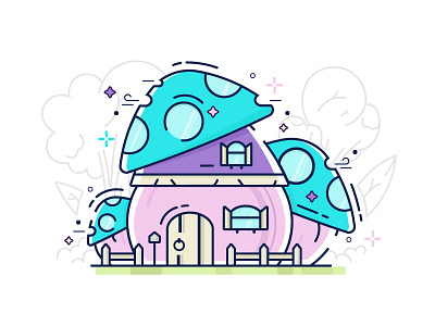 Mushroom house creative house illustration leaves mushroom trees