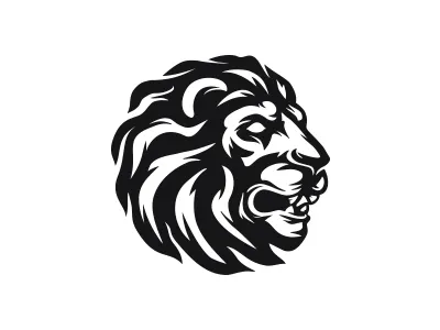 Lion Head logo animal epic head king lion logo luxury mark negative space power pride