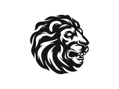 Lion Head logo animal epic head king lion logo luxury mark negative space power pride