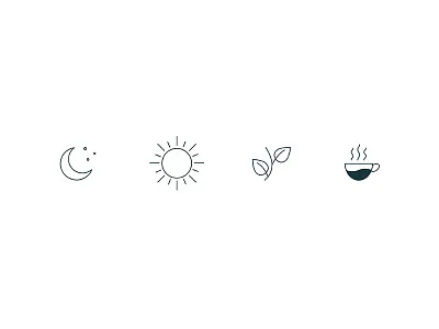 Tea Icons icon leaves line moon one color simple sun tea thin