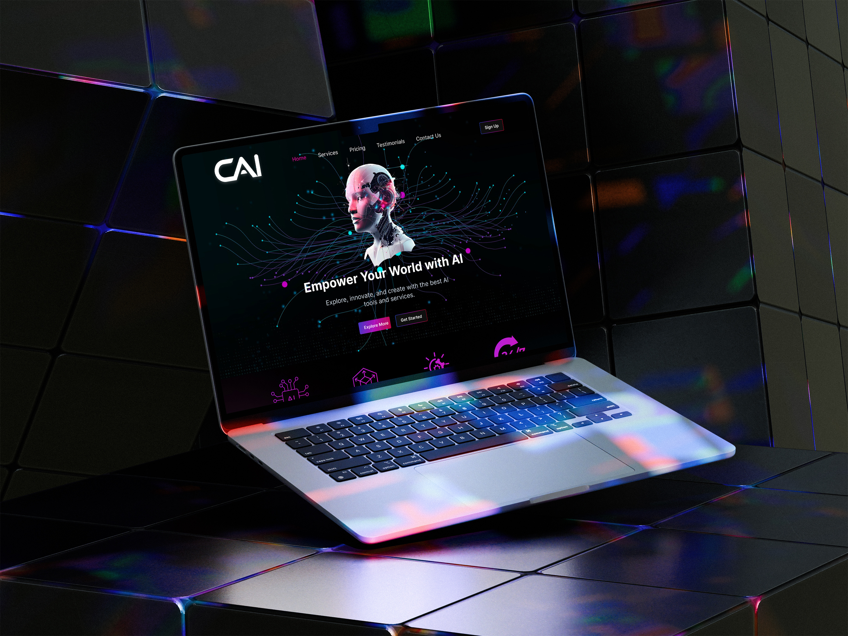AI Services Website Landing page - UI/UX Case Study📌 ai ai intelligence ai services website artificial inteligence branding design figma illustration landing landing page landing page design landing page ui logo sass ui ux web web design website