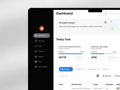 Task Management Dashboard activity b2b clean components dark dashboard modal modern platform popup saas saas product startup task task management team tool web app web dashboard work