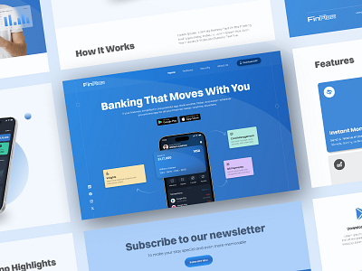 Fintech Landing Page Design app landing page banking banking app finanace fintech fintech landing page hero section landing page mobile app landing design mobile banking modern web ui uiux ux web designing