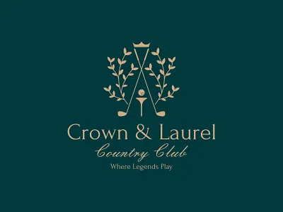 Crown & Laurel Country Golf Logo branding classic logo crown logo golf golf branding golf identity golf logo illustration laurel wreath logo logo vintage logo