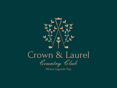 Crown & Laurel Country Golf Logo branding classic logo crown logo golf golf branding golf identity golf logo illustration laurel wreath logo logo vintage logo